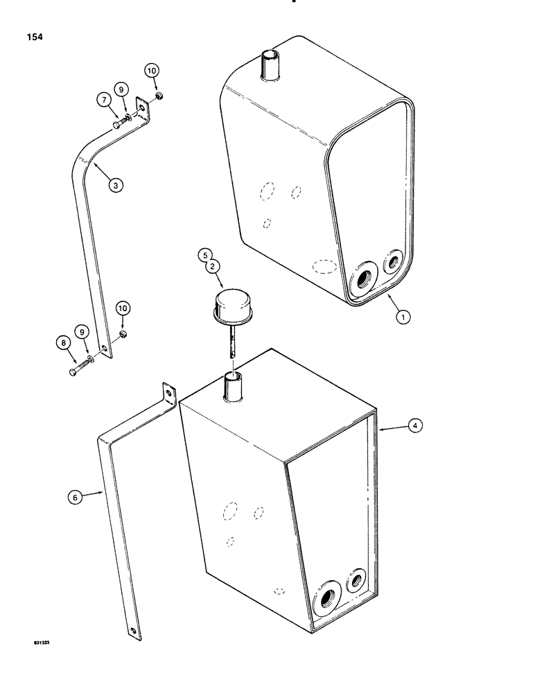 Схема запчастей Case SD100 - (154) - HYDRAULIC RESERVOIR AND MOUNTING (35) - HYDRAULIC SYSTEMS