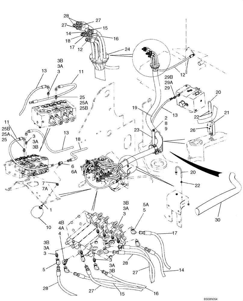 Схема запчастей Case 921E - (08-22) - LOADER CONTROL - PILOT CONTROL LINES (08) - HYDRAULICS