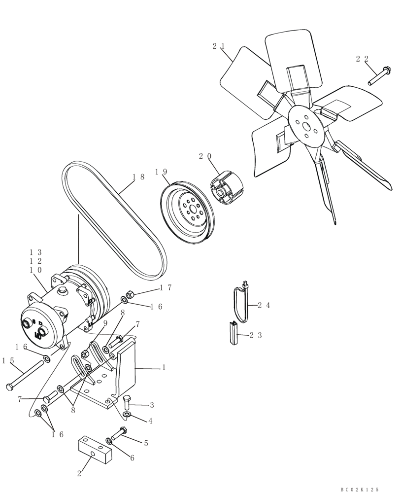 Схема запчастей Case 650K - (09-41) - CAB - AIR CONDITIONING COMPRESSOR (MAR 18 2011 10:53AM) (09) - CHASSIS/ATTACHMENTS