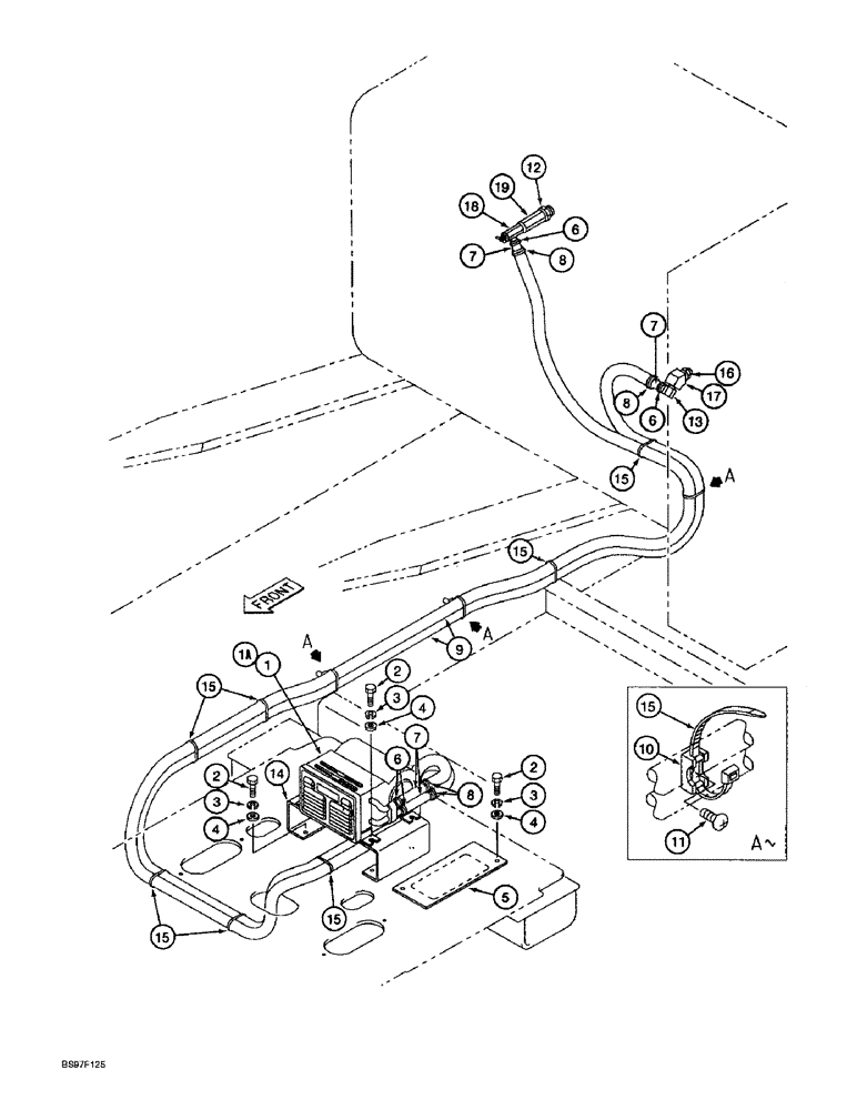 Схема запчастей Case 9045B - (9-042) - HEATER AND HOSES (09) - CHASSIS