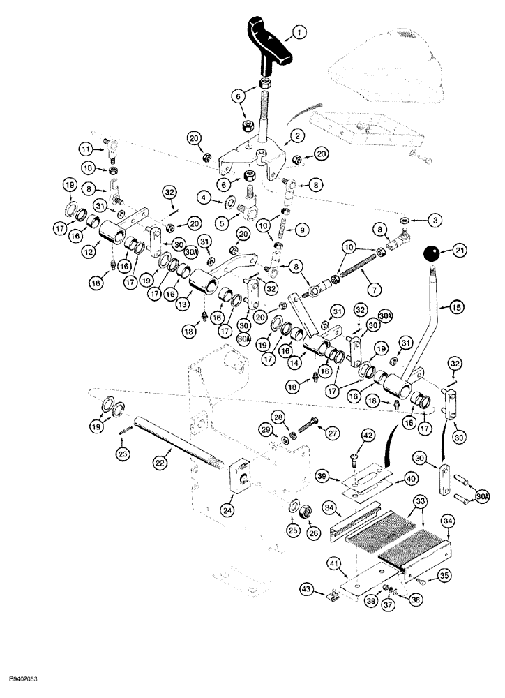 Схема запчастей Case 650G - (8-36) - EQUIPMENT CONTROL LEVERS AND LINKAGE - TWO CONTROL LEVERS - FOUR SPOOL VALVE (08) - HYDRAULICS