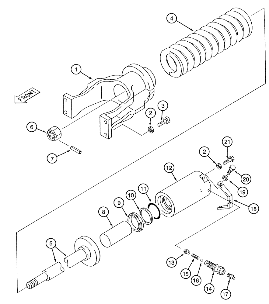 Схема запчастей Case 9050 - (5-08) - TRACK ADJUSTER (11) - TRACKS/STEERING