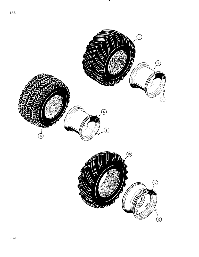 Схема запчастей Case SD100 - (138) - WHEELS AND TIRES (44) - WHEELS