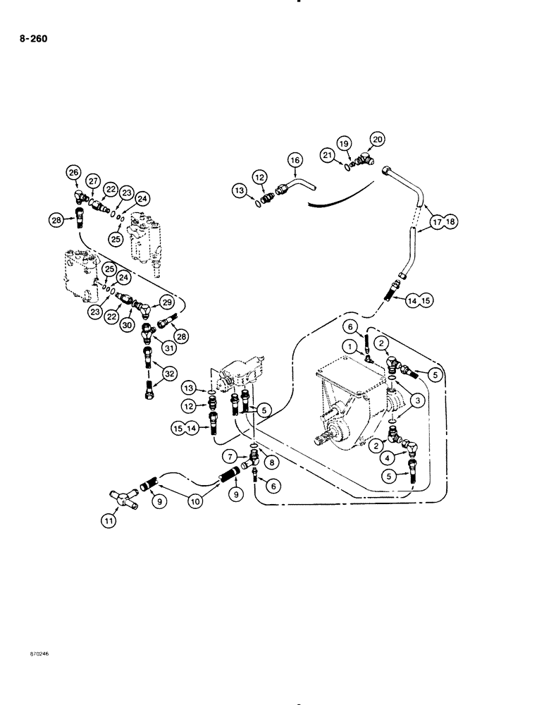 Схема запчастей Case DH4B - (8-260) - HYDRA-BORER HYDRAULIC CIRCUIT, WITH BACKHOE OR BACKFILL BLADE (08) - HYDRAULICS