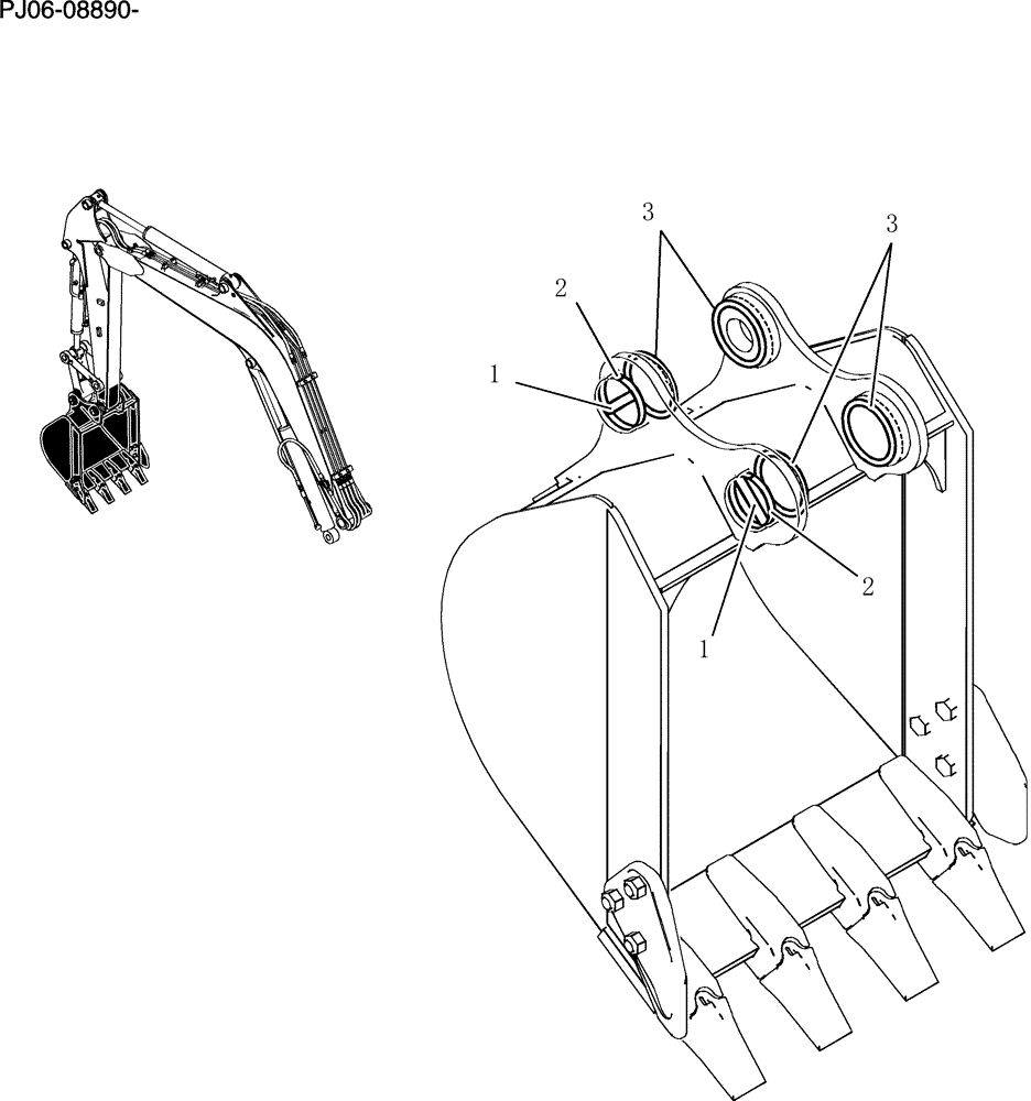 Схема запчастей Case CX50B - (670-17[1]) - BUCKET INSTAL (84) - BOOMS, DIPPERS & BUCKETS