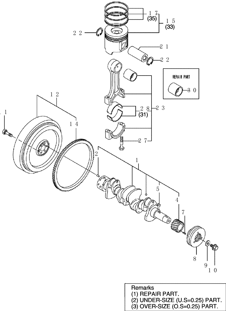 Схема запчастей Case CX50B - (4TNV88-BXYB-16[1]) - CRANKSHAFT & PISTON (10) - ENGINE