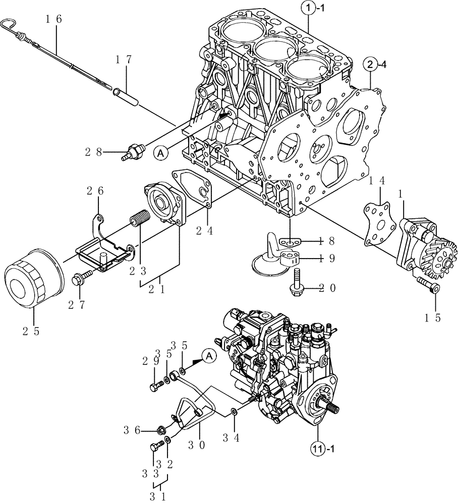 Схема запчастей Case CX36B - (3TNV88-BPYB-18[1]) - LUB. OIL SYSTEM (10) - ENGINE