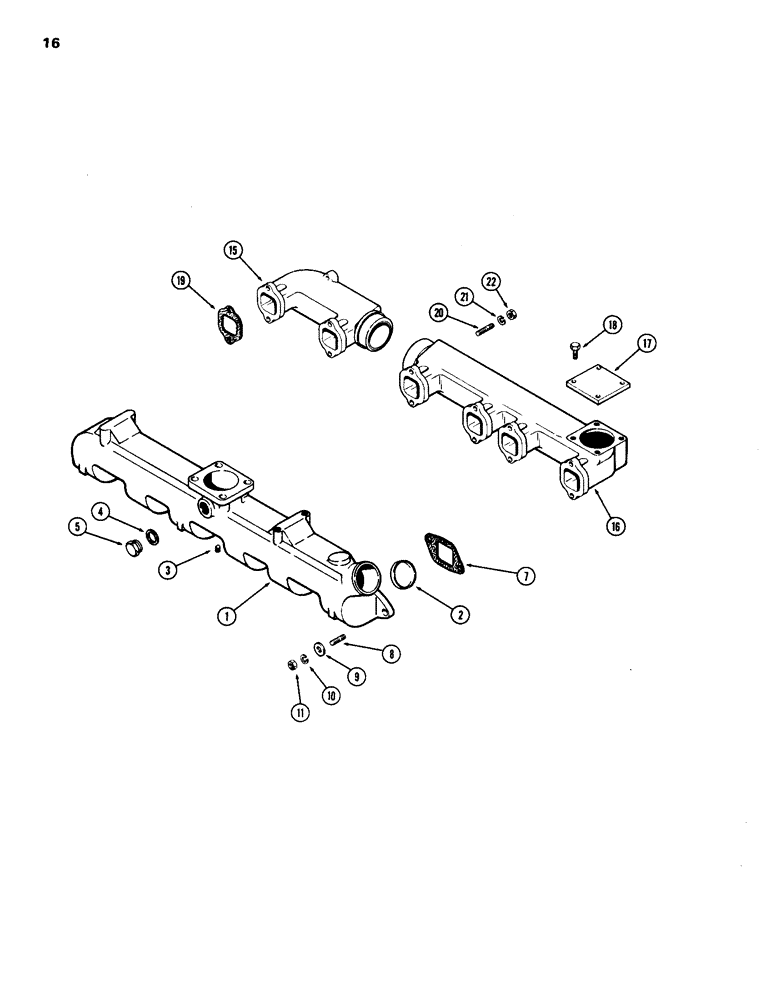 Схема запчастей Case W24B - (016) - MANIFOLDS, (504BD) NATURALLY ASPIRATED ENGINE, INTAKE (02) - ENGINE