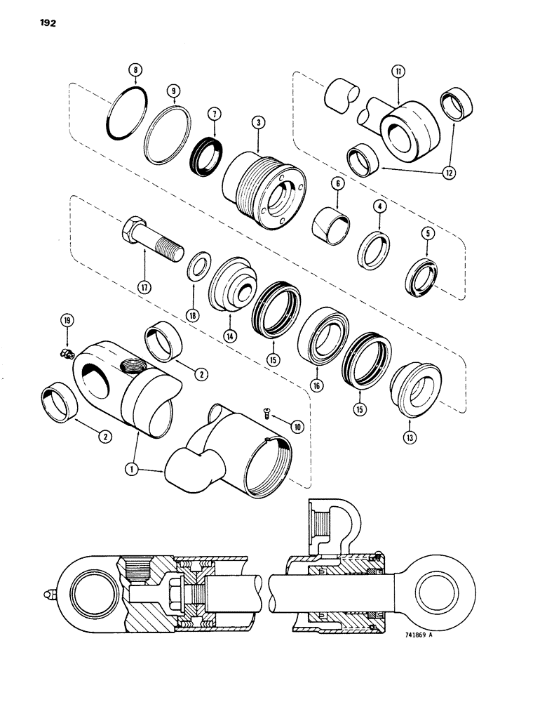 Схема запчастей Case W14 - (192) - G33852 & G33853 LOADER BUCKET CYLINDERS, GLAND IS STAMPED W/ CYL. PART NUMBER (08) - HYDRAULICS