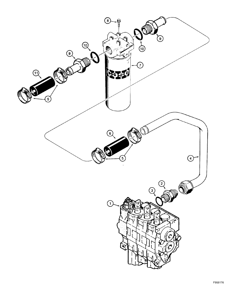 Схема запчастей Case 550H-IND - (08-03) - HYDRAULICS, EQUIPMENT, CONTROL VALVE TO HYDRAULIC RESERVOIR (08) - HYDRAULICS