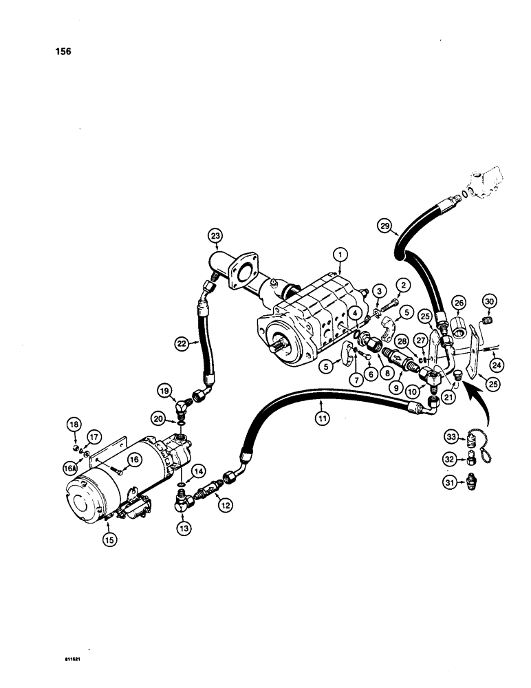 Схема запчастей Case W20B - (156) - AUXILIARY STEERING HYDRAULIC CIRCUIT, PUMP TO FLOW CONTROL VALVE (05) - STEERING