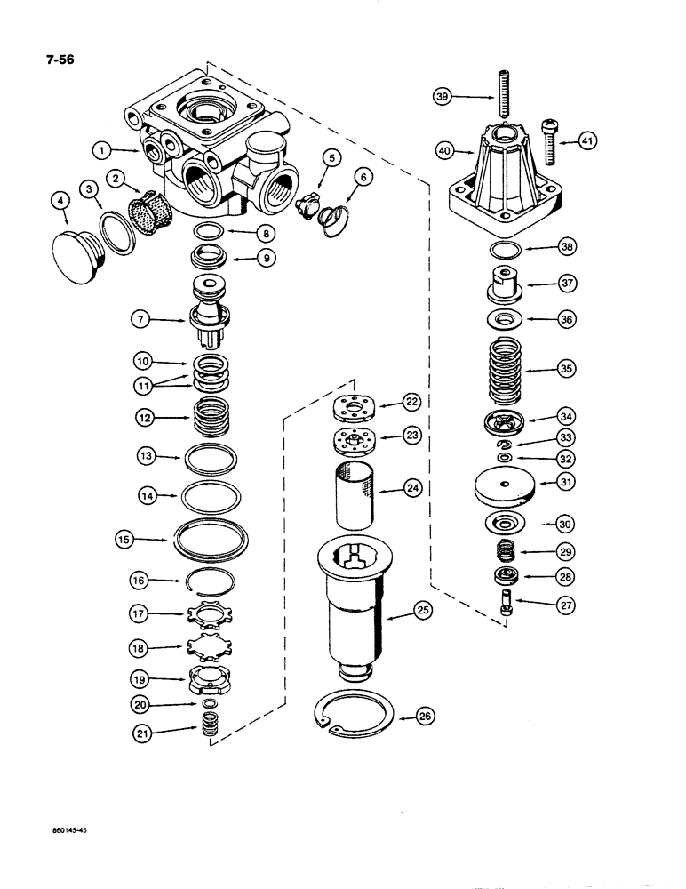 Схема запчастей Case 621 - (7-56) - UNLOADING VALVE, L115645, PRIOR TO P.I.N. JAK0020901 (07) - BRAKES