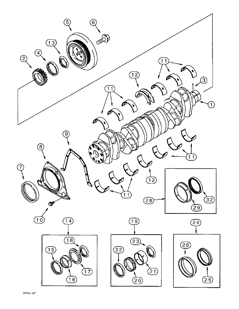 Схема запчастей Case 1150E - (2-086) - CRANKSHAFT, 6-830 ENGINE, 6T-830 ENGINE (02) - ENGINE