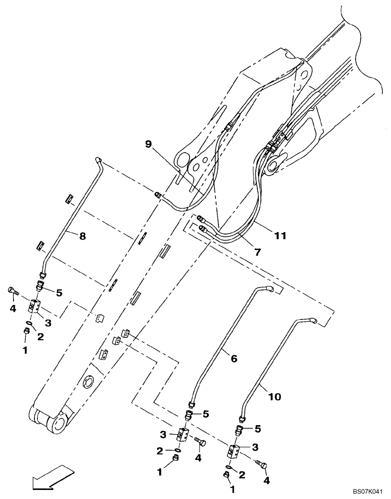 Схема запчастей Case CX130B - (08-46) - SECOND OPTION LINE, ARM (08) - HYDRAULICS