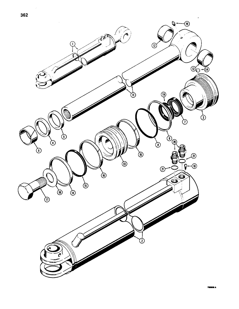 Схема запчастей Case W18 - (362) - G101564 AND G101565 LOADER CLAM CYLINDERS, WITH ONE PIECE (09) - CHASSIS/ATTACHMENTS