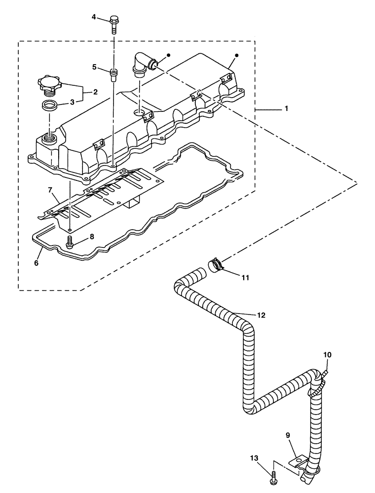 Схема запчастей Case CX350 - (02-043-00[01]) - CYLINDER HEAD COVER (03) - FUEL SYSTEM