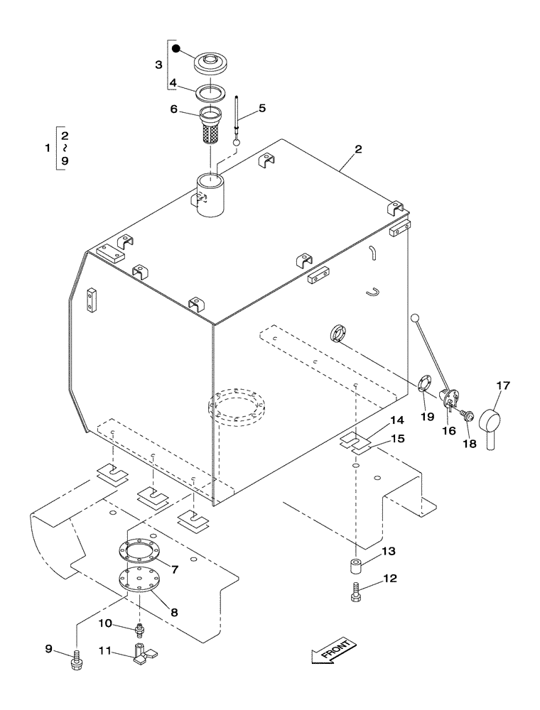 Схема запчастей Case CX350 - (03-003-00[01]) - FUEL TANK (04) - ELECTRICAL SYSTEMS