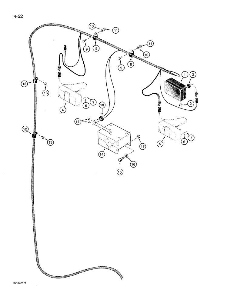 Схема запчастей Case 621 - (4-52) - REAR LAMP AND BACKUP ALARM MOUNTING (04) - ELECTRICAL SYSTEMS