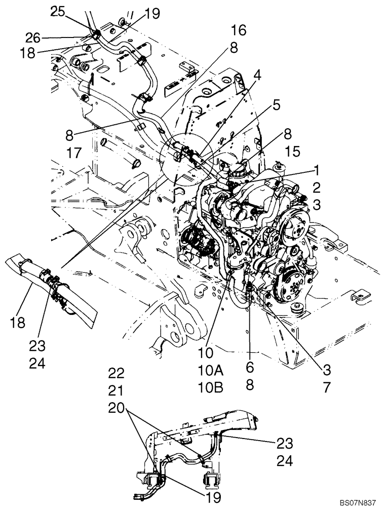 Схема запчастей Case 850L - (09-33) - CAB - HEATING SYSTEM (AT ENGINE) (09) - CHASSIS/ATTACHMENTS