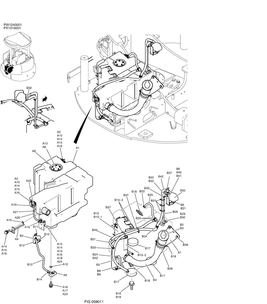 Схема запчастей Case CX36B - (01-012) - TANK ASSY, FUEL (CANOPY) (10) - ENGINE