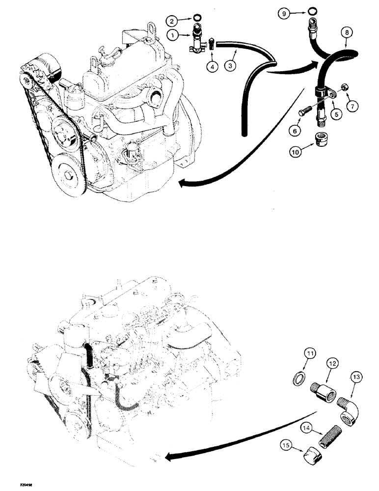 Схема запчастей Case W4 - (028) - ENGINE OIL DRAIN,1.8 LITRE ENGINE,USED BEFORE TRACTOR 1205402 EXCEPT 1205397 (02) - ENGINE