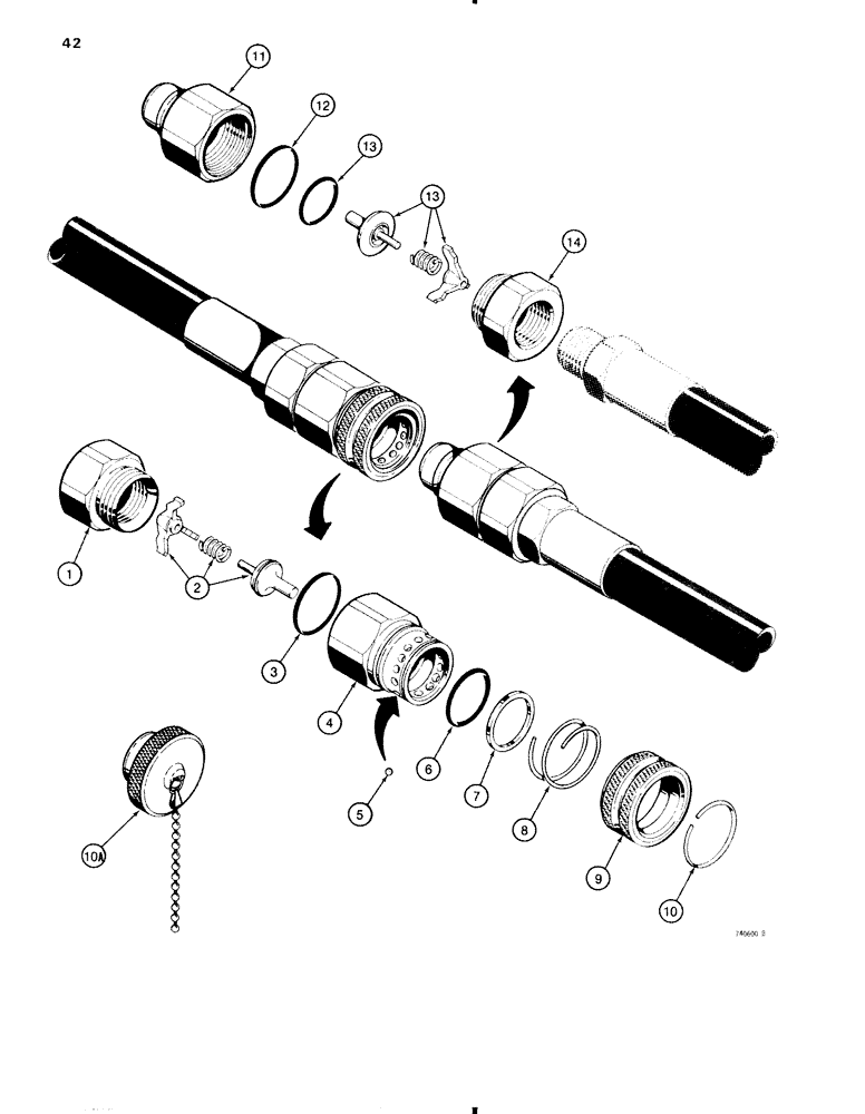 Схема запчастей Case 35 - (042) - D52800 HYDRAULIC COUPLING (FEMALE), D52694 HYDRAULIC COUPLING (STRAIGHT MALE) 