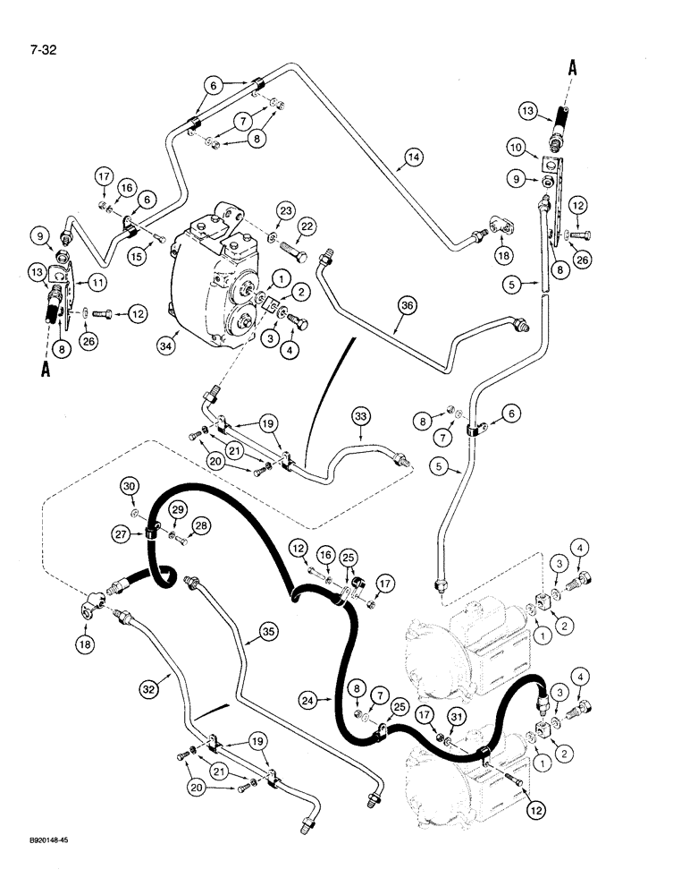 Схема запчастей Case 721 - (7-32) - BRAKE ACTUATORS TO WHEEL CYLINDERS (07) - BRAKES