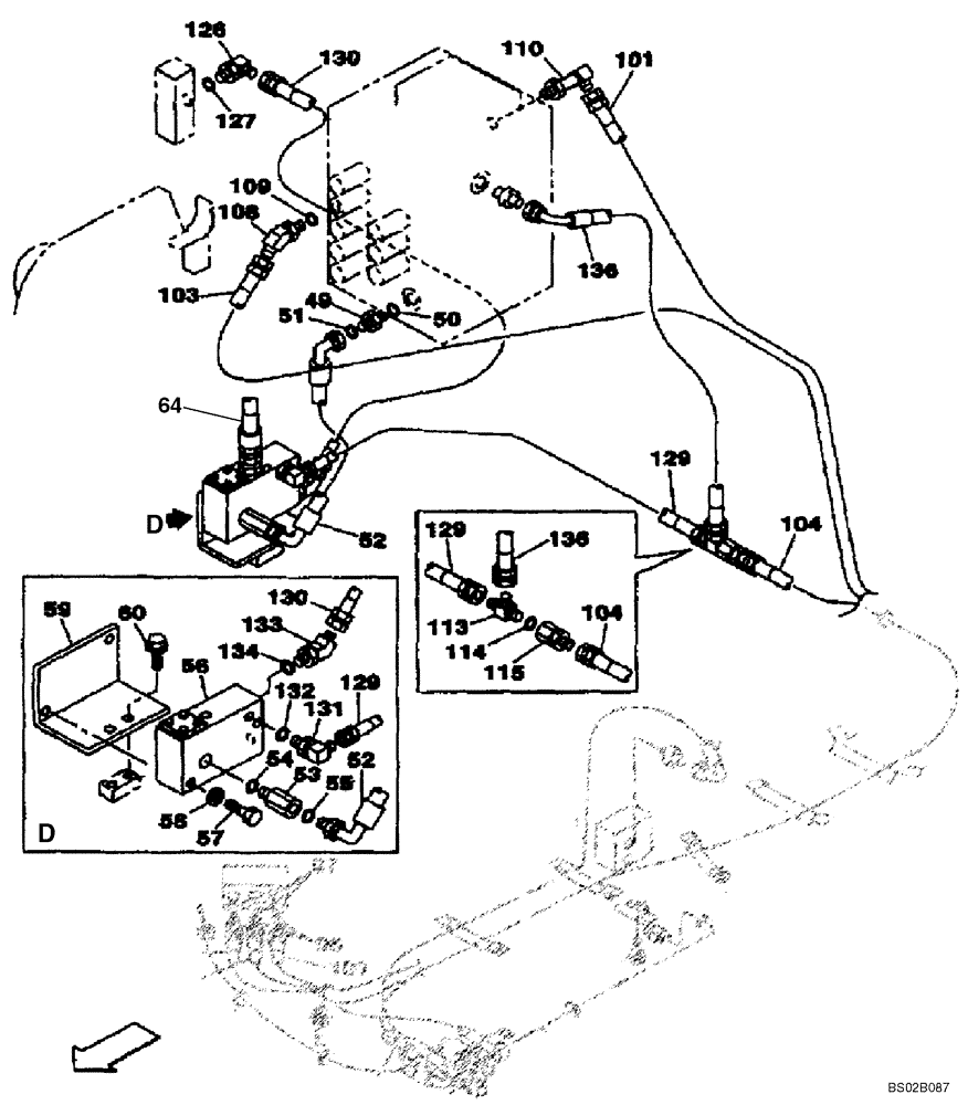 Схема запчастей Case CX130 - (08-077) - HYDRAULICS - UXILIARY, DOUBLE ACTING CIRCUIT/TRIGGER ACTIVATED (08) - HYDRAULICS