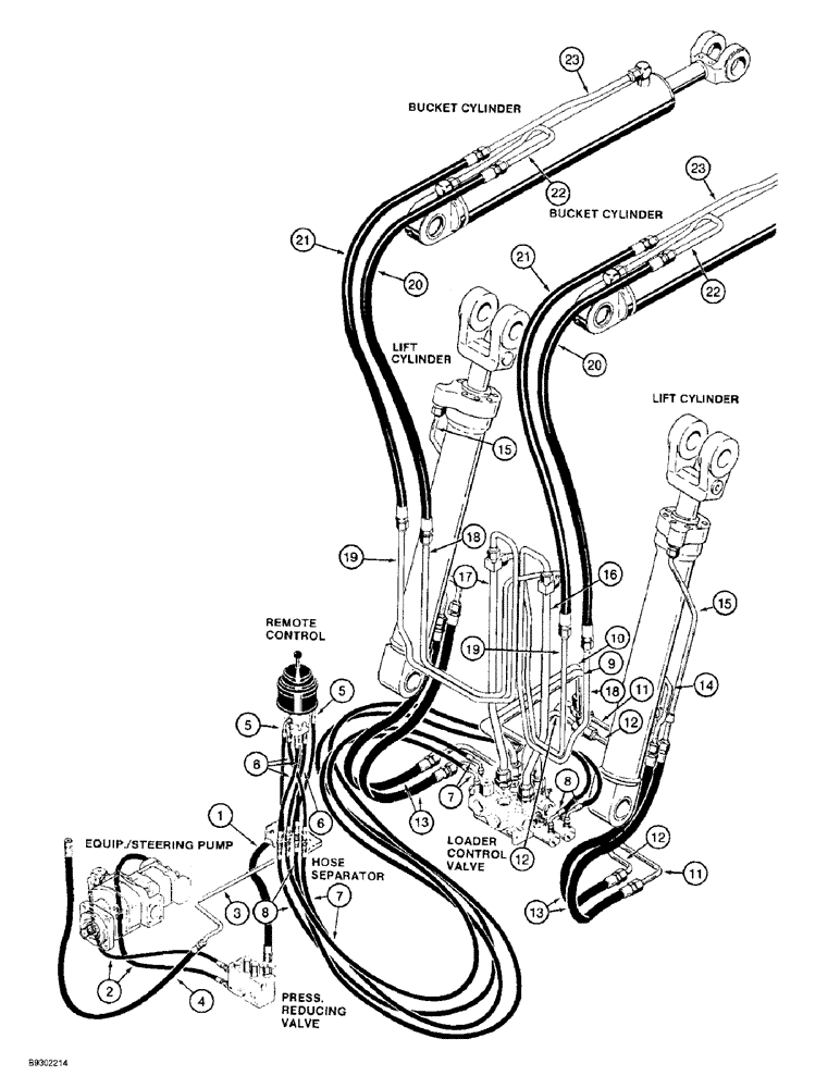 Схема запчастей Case 721B - (1-26) - PICTORIAL INDEX, LOADER HYDRAULIC CIRCUIT - XT LOADER, TWO SPOOL CONTROL VALVE (00) - PICTORIAL INDEX