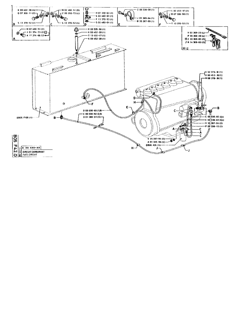 Схема запчастей Case 90BCL - (111) - FUEL CIRCUIT (02) - FUEL SYSTEM