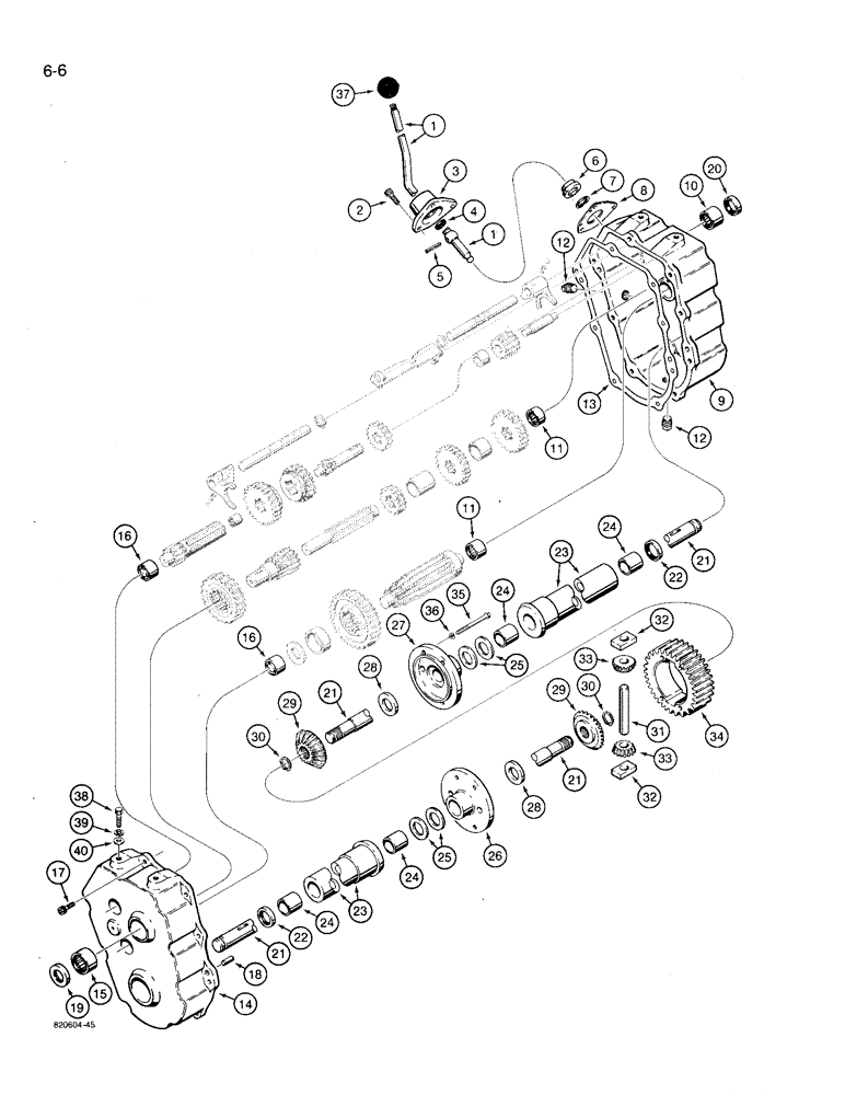 Схема запчастей Case TL100 - (6-06) - TRANSAXLE, SHIFT LEVER, HOUSING, DIFFERENTIAL, AND AXLES (06) - POWER TRAIN