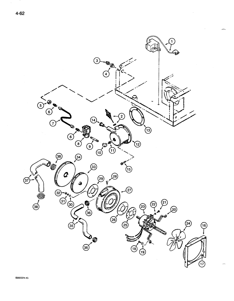 Схема запчастей Case 1085B - (4-062) - LIQUID PROPANE FIRED HEATER, IGNITION, BURNER, AND FAN (04) - ELECTRICAL SYSTEMS