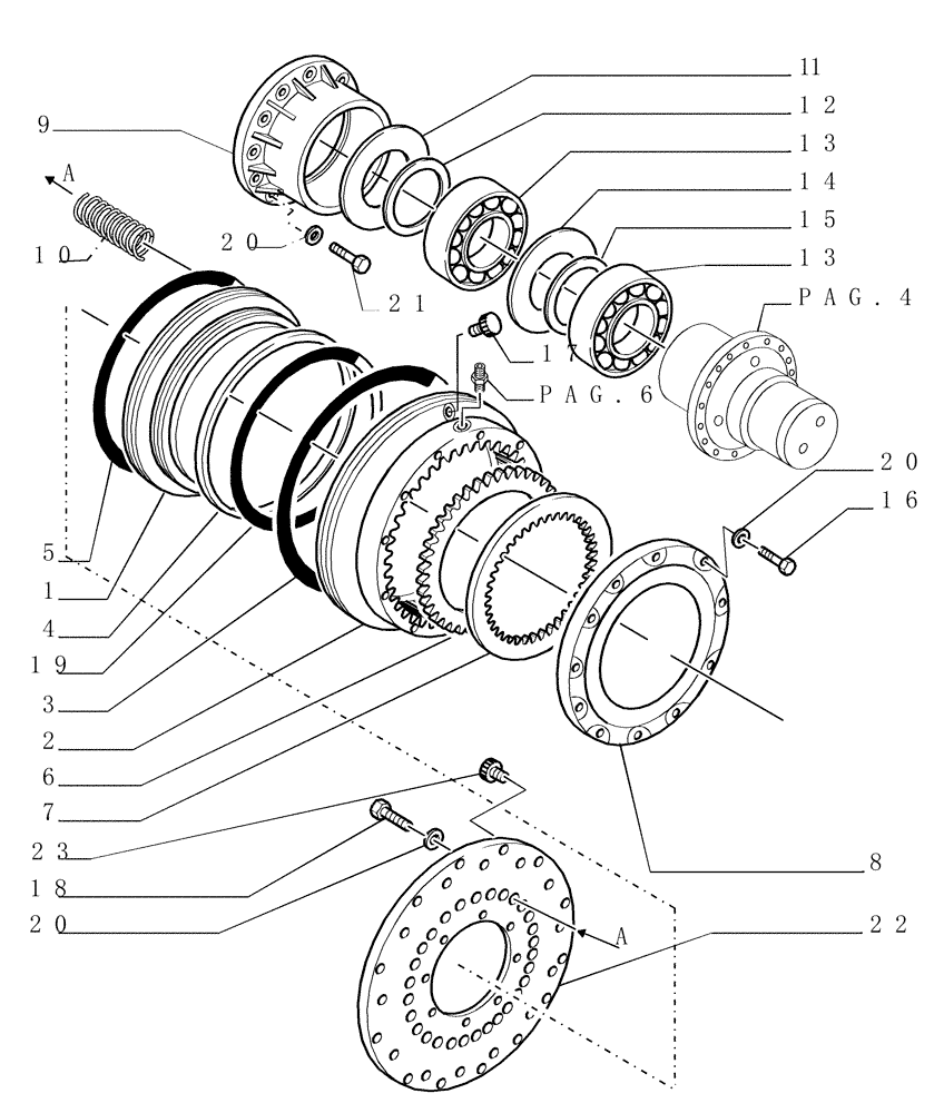 Схема запчастей Case 1850K - (1.266[05]) - REAR TRANSMISSION - BRAKES Hydrostatic Transmission