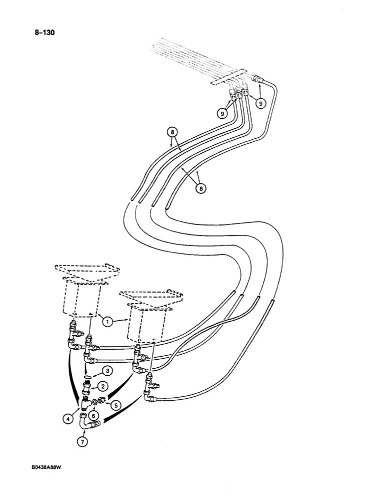 Схема запчастей Case 125B - (8-130) - HYDRAULIC CIRCUIT FOR CONTROLS, CIRCUIT FOR TRAVEL SPEED (08) - HYDRAULICS