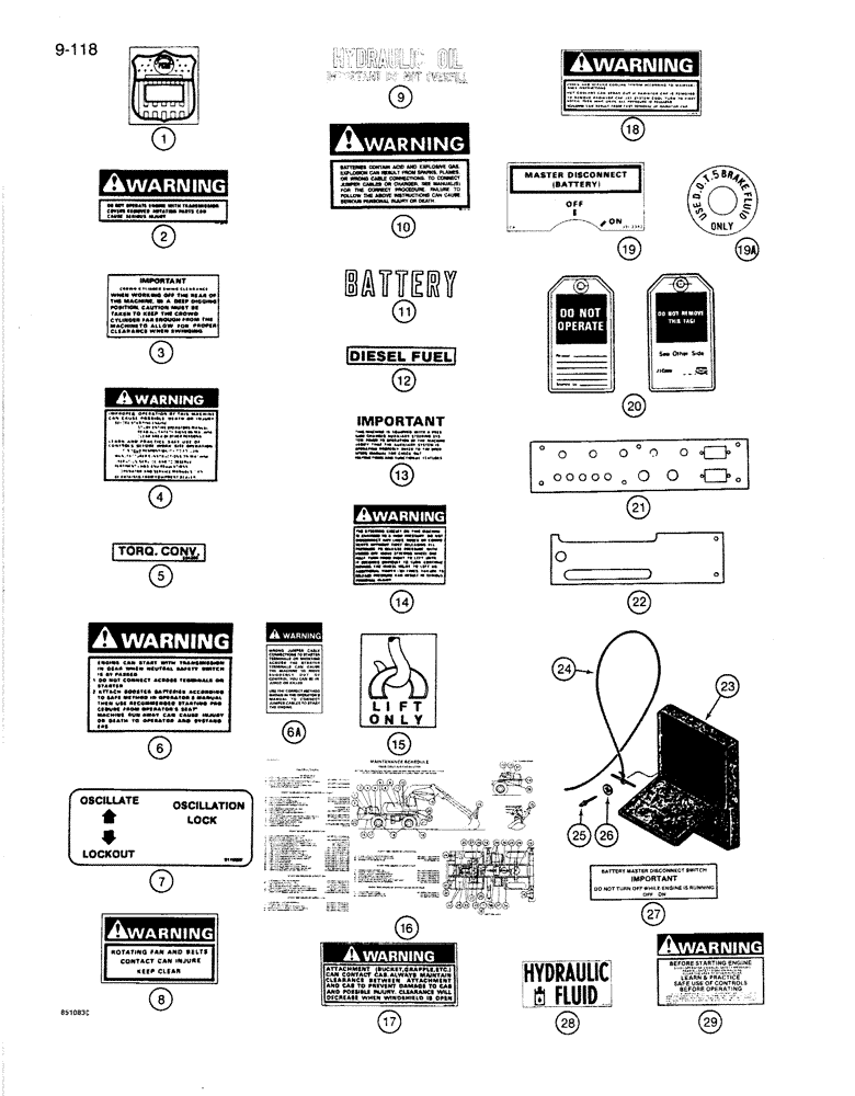 Схема запчастей Case 1086B - (9-118) - DECALS, ENGLISH (09) - CHASSIS