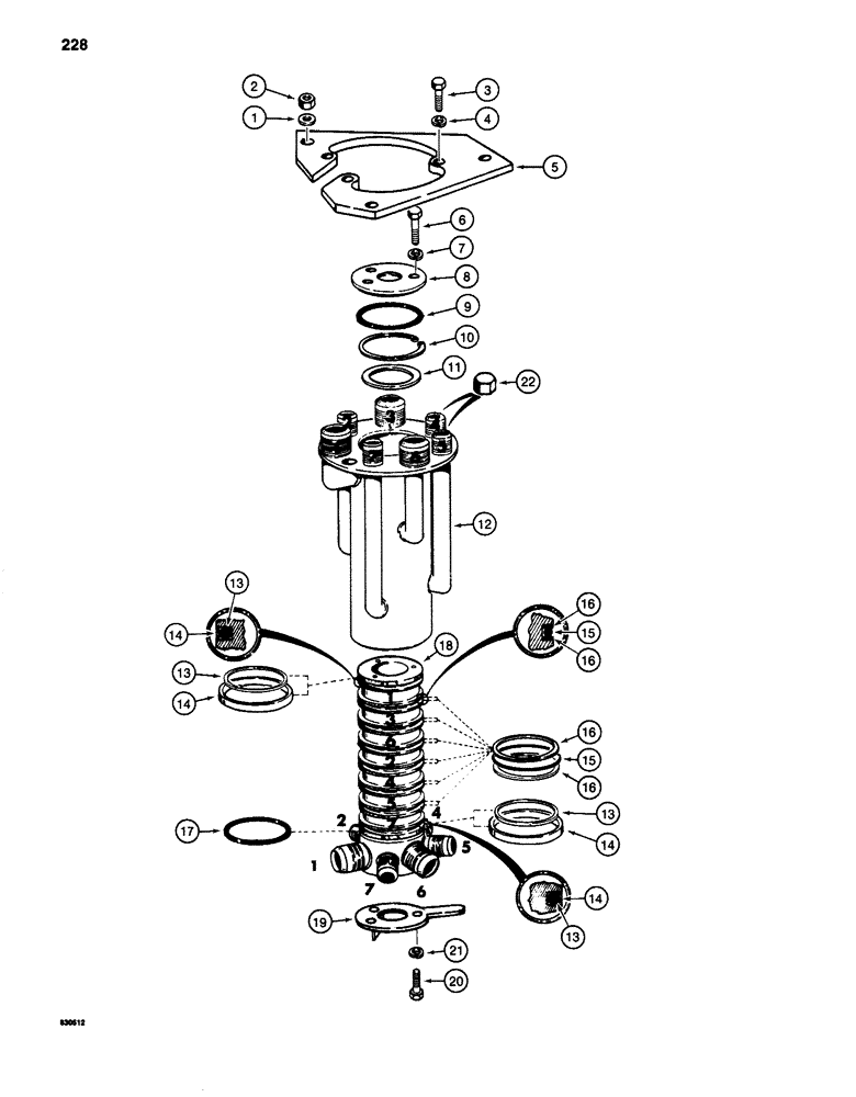 Схема запчастей Case 1280 - (228) - SEVEN PORT SWIVEL AND RELATED PARTS (07) - HYDRAULIC SYSTEM