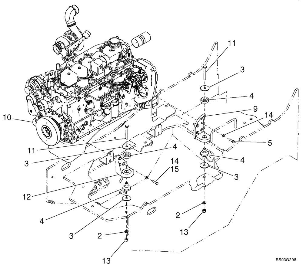 Схема запчастей Case 621D - (02-01) - MOUNT, ENGINE (02) - ENGINE