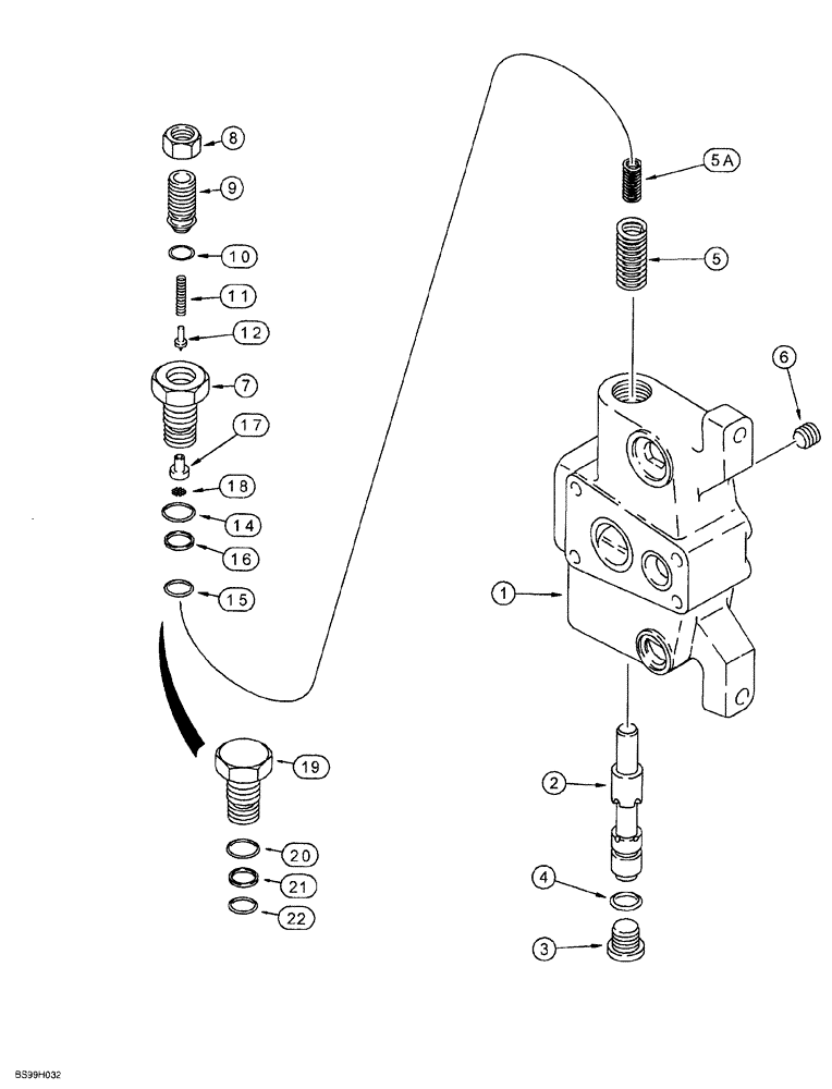 Схема запчастей Case 580SL - (8-076) - LOADER CONTROL VALVE, INLET SECTION, WITH STEERING RELIEF VALVE (08) - HYDRAULICS