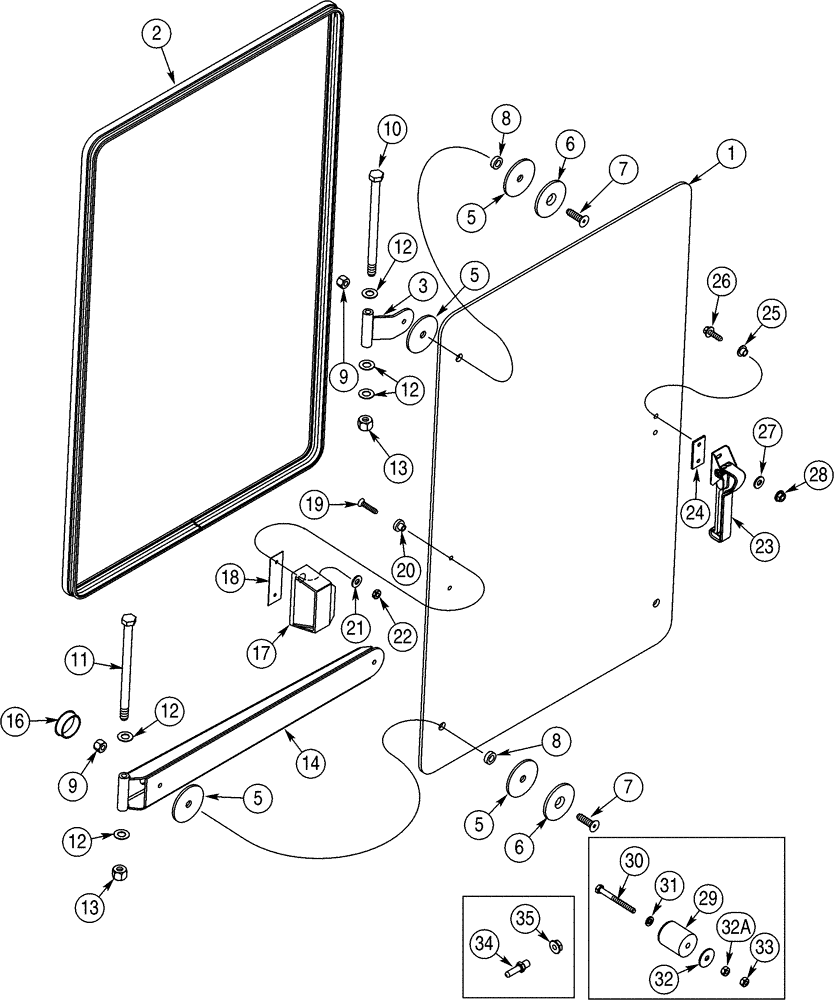 Схема запчастей Case 521D - (09-43) - CAB DOOR - WINDOW, LEFT-HAND (09) - CHASSIS