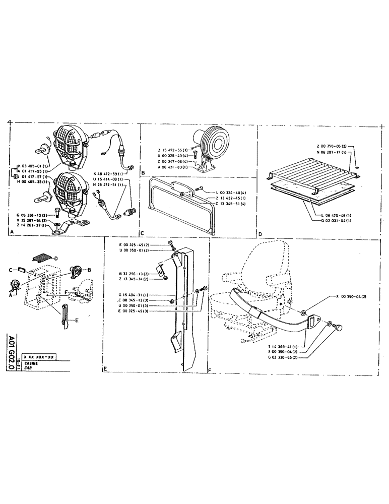 Схема запчастей Case 220 - (005) - CAB (12) - Chassis/Attachments