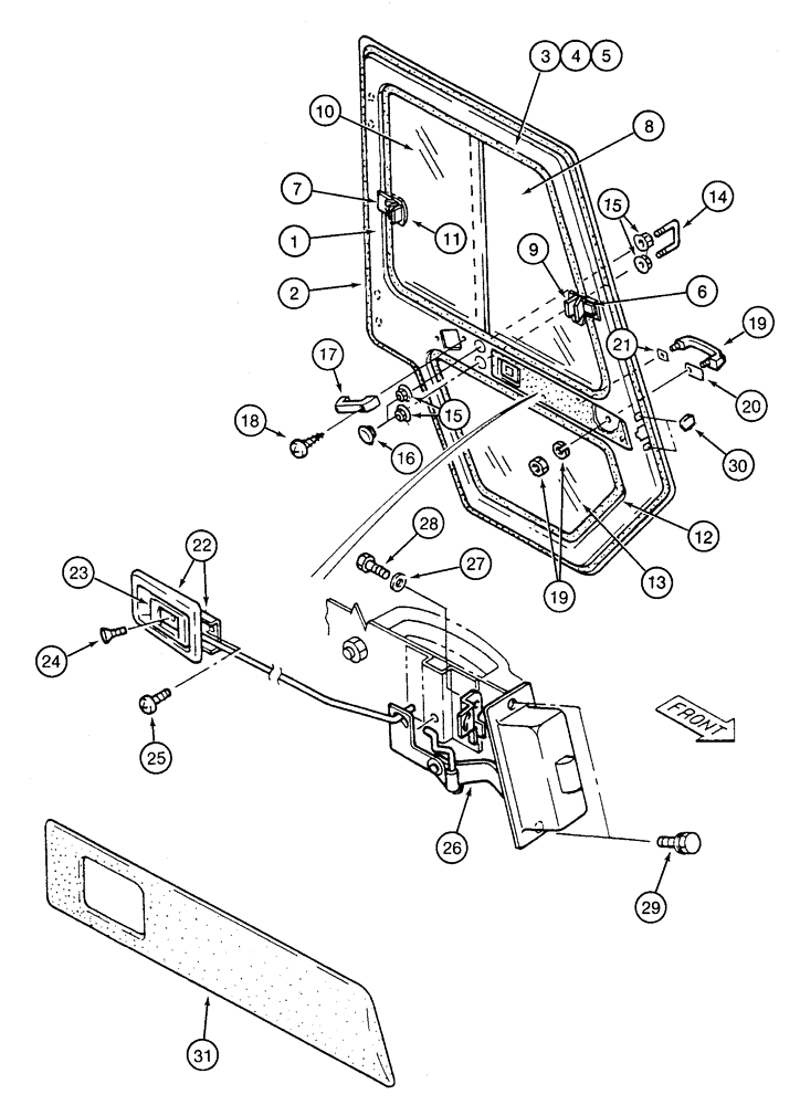 Схема запчастей Case 9020 - (9-44) - CAB DOOR (09) - CHASSIS