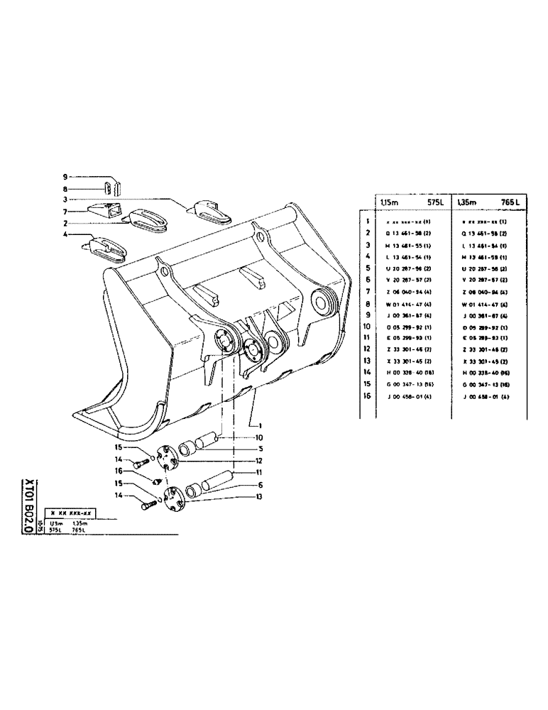 Схема запчастей Case 75P - (198) - 1, 15M, 575L (19) - BUCKETS