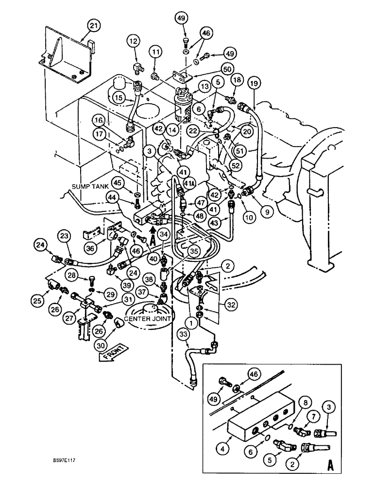 Схема запчастей Case 9020B - (8-012) - FILTER AND RESERVOIR RETURN LINES, MODELS WITH LOAD HOLD (08) - HYDRAULICS