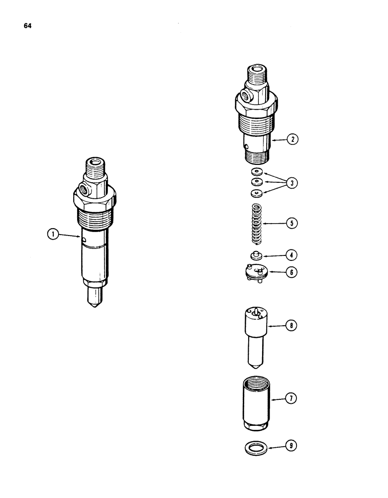 Схема запчастей Case 880D - (064) - FUEL INJECTION NOZZLE, 6T-590 DIESEL ENGINE (02) - FUEL SYSTEM