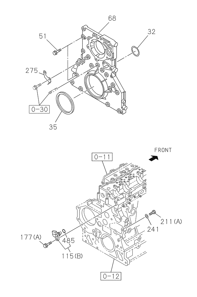 Схема запчастей Case CX350C - (02-013[00]) - FRONT TIMING GEAR COVER (02) - ENGINE