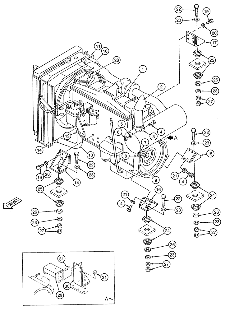 Схема запчастей Case 9060 - (2-02) - ENGINE, MOUNTING AND ADAPTING PARTS (02) - ENGINE