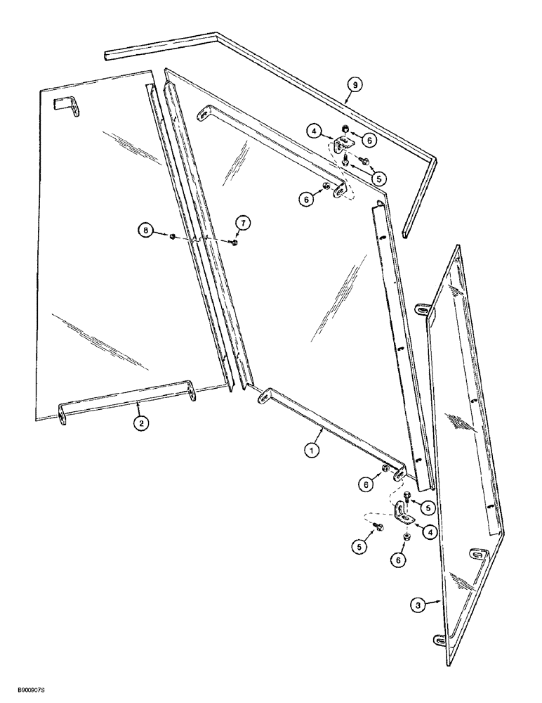 Схема запчастей Case 721B - (9-098) - CANOPY WINDSHIELD AND WIPER KIT (09) - CHASSIS/ATTACHMENTS