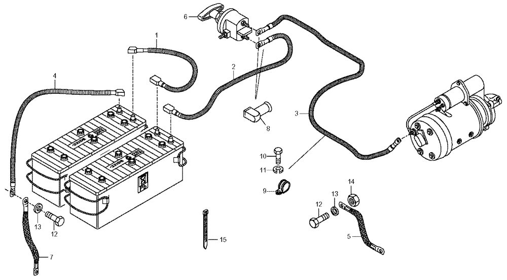 Схема запчастей Case 330 - (67A00031181[01]) - ELECTRICAL EQUIPMENTS - STARTER MOTOR FEEDING (13) - Electrical System / Decals