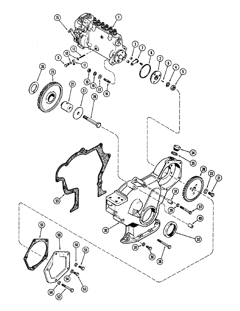 Схема запчастей Case W8E - (033A) - FUEL INJECTION PUMP & DRIVE, (401B) DIESEL ENGINE, USED PRIOR TO ENG. SN. 2323001 (03) - FUEL SYSTEM