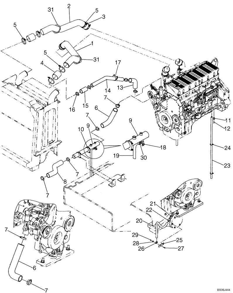 Схема запчастей Case 921E - (02-04) - COOLER - ENGINE - HOSES (02) - ENGINE